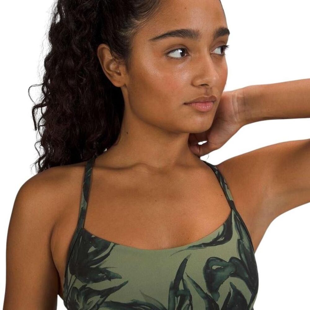 Lululemon Flow Y Bra Nulu *Light Support, A–C Cups in Botanical Bloom Green